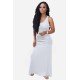 Ruched White Casual Sleeveless Maxi Dress