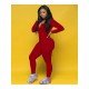  Pure Color Skinny Women's Long Sleeve Jumpsuit