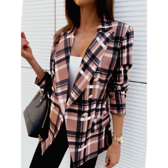  2022 Fashion Plaid Women's Long Sleve Small Jacket