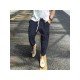 Casual Pockets Drawstring Black Men Pants