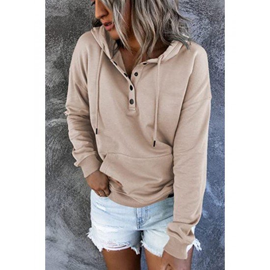  Casual Loose Hooded Pure Color Women's Sweater