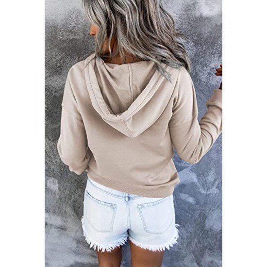  Casual Loose Hooded Pure Color Women's Sweater