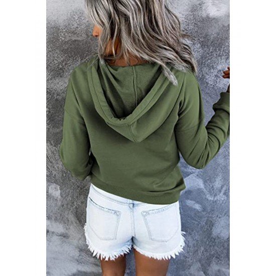  Casual Loose Hooded Pure Color Women's Sweater