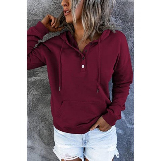  Casual Loose Hooded Pure Color Women's Sweater