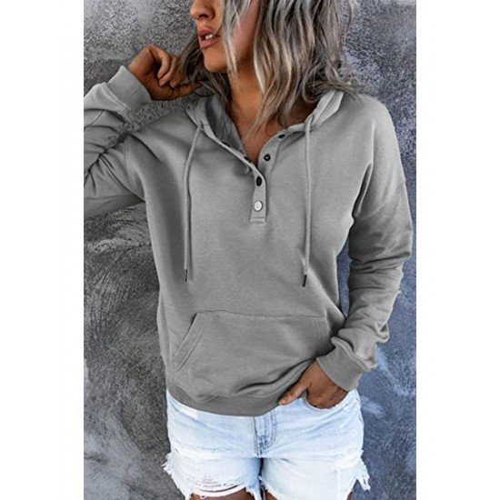  Casual Loose Hooded Pure Color Women's Sweater