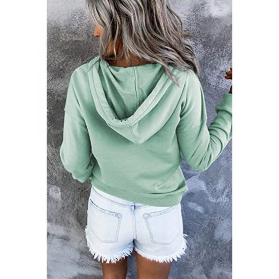  Casual Loose Hooded Pure Color Women's Sweater