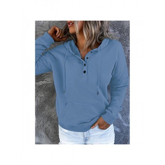  Casual Loose Hooded Pure Color Women's Sweater