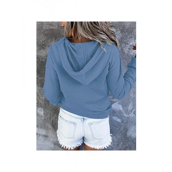  Casual Loose Hooded Pure Color Women's Sweater