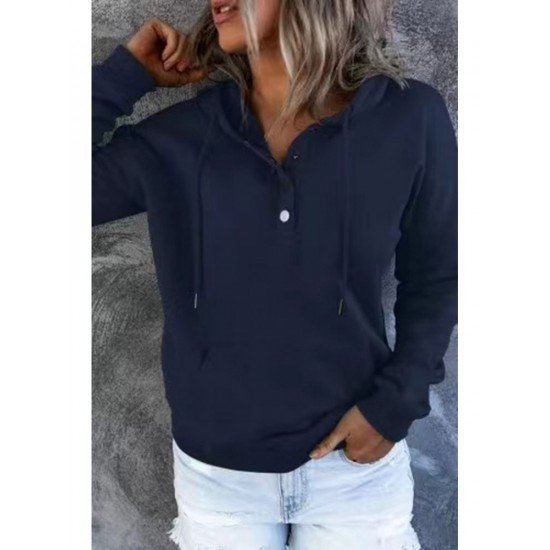  Casual Loose Hooded Pure Color Women's Sweater