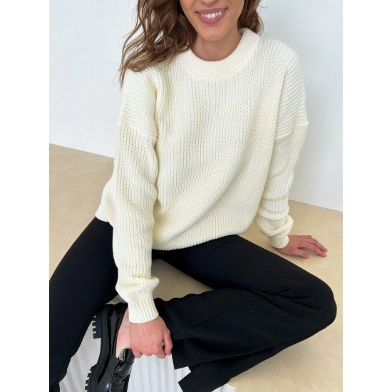  Winter Round Neck Women's Pure Color Sweaters