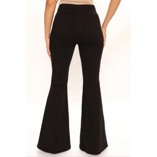 Simple Black Flare Jean Pants