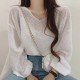  Summer Simple V-Neck Long Sleeve Top