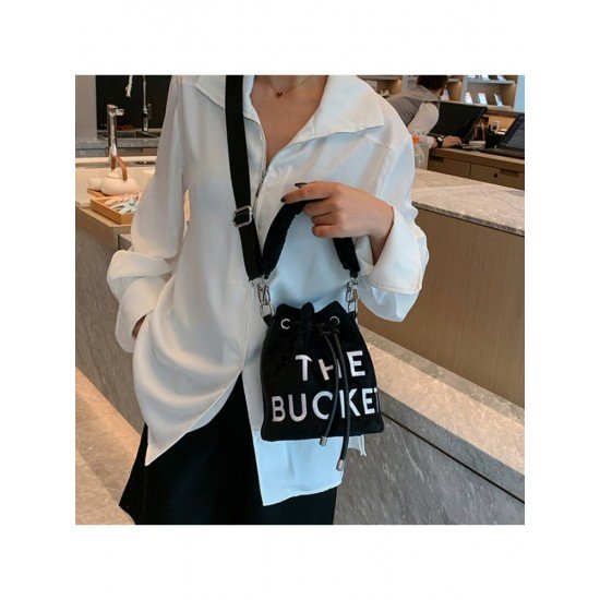  Pure Color Velvet Letter Women's Bucket Bag