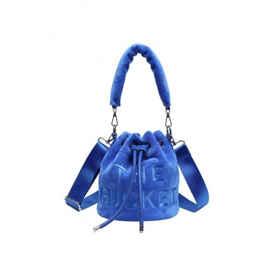  Pure Color Velvet Letter Women's Bucket Bag