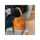  Pure Color Velvet Letter Women's Bucket Bag