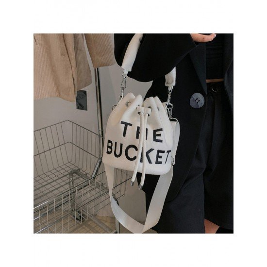  Pure Color Velvet Letter Women's Bucket Bag