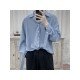  Pure Color Lapel Long Sleeve Shirt For Men