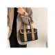 Shopping Contrast Color Canvas Large Shoulder Bags