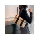 Shopping Contrast Color Canvas Large Shoulder Bags