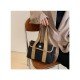 Shopping Contrast Color Canvas Large Shoulder Bags