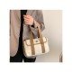 Shopping Contrast Color Canvas Large Shoulder Bags