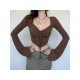 Vintage Designer Ruched Solid Crop T Shirts