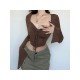 Vintage Designer Ruched Solid Crop T Shirts