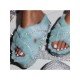  Women's Plush Cross Rhinestone Fur Slippers