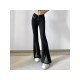  Pure Color Slim Low Waist Zipper Flared Pants