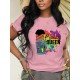 Ladies Printed Crew Neck New Tops 