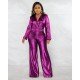  Pure Color V-Neck Women's Long Sleeve Jumpsuit