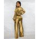  Pure Color V-Neck Women's Long Sleeve Jumpsuit