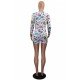  Tight Geometric Print Long Sleeve Women's Rompers