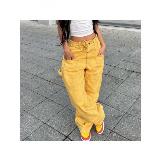  Casual Pure Color Pocket Women's Long Pants