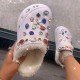  Plush Rhinestone White Spring Slippers For Women