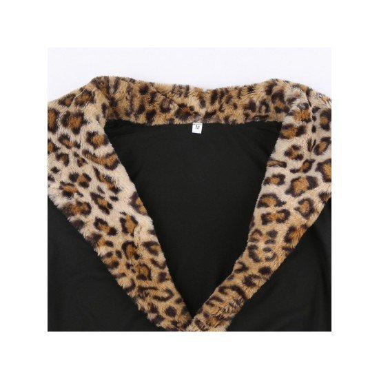 Leopard Patchwork Black Low Cut Crop Tops