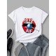 Lip Letter Candy Graphic Summer Black T Shirts