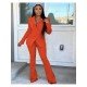  Fashion Casual Pure Color Women's Trouser Suit