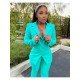  Fashion Casual Pure Color Women's Trouser Suit