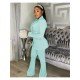  Fashion Casual Pure Color Women's Trouser Suit