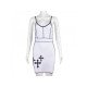  2022 Summer V Neck Cross Printed Sleeveless Dress