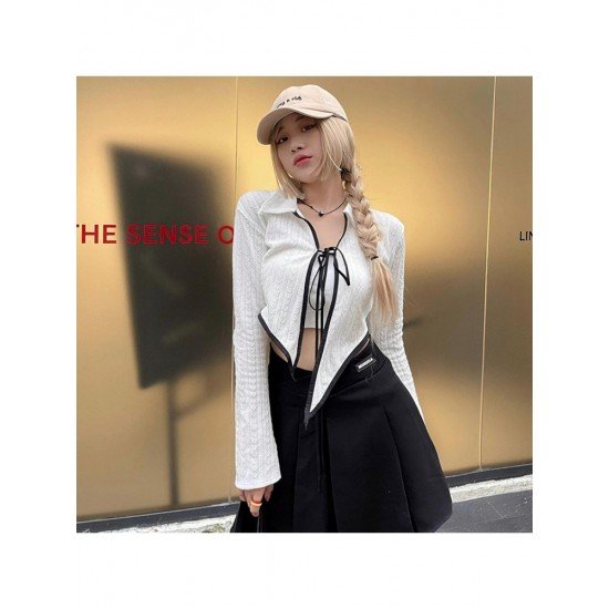 Tie Wrap Contrast Color Ladies Tops