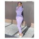  Japanese Velvet Pure Color Women's Long Sleeve Jumpsuit