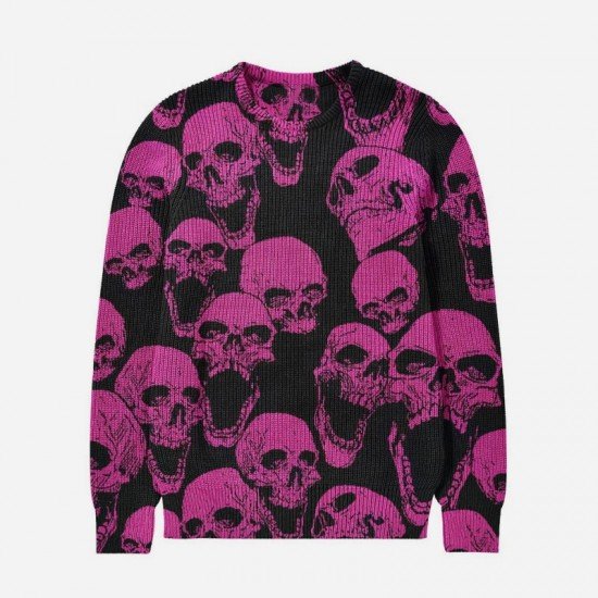  Casual Loose Round Neck Skull Printing Men's Sweatshirt