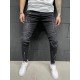 Printed Black Ripped Pencil Jeans For Men