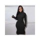 Turtle Neck Backless Long Sleeve Midi Dress