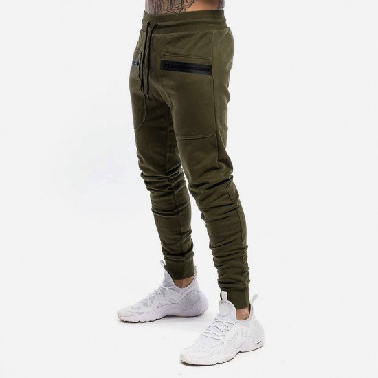  Casual Zipper Drawstring Men's Long Pants