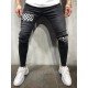  Fashion Plaid Patch Men's Denim Jeans