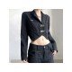  Street Fashion Pure Color Lapel Short Coats