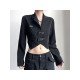  Street Fashion Pure Color Lapel Short Coats